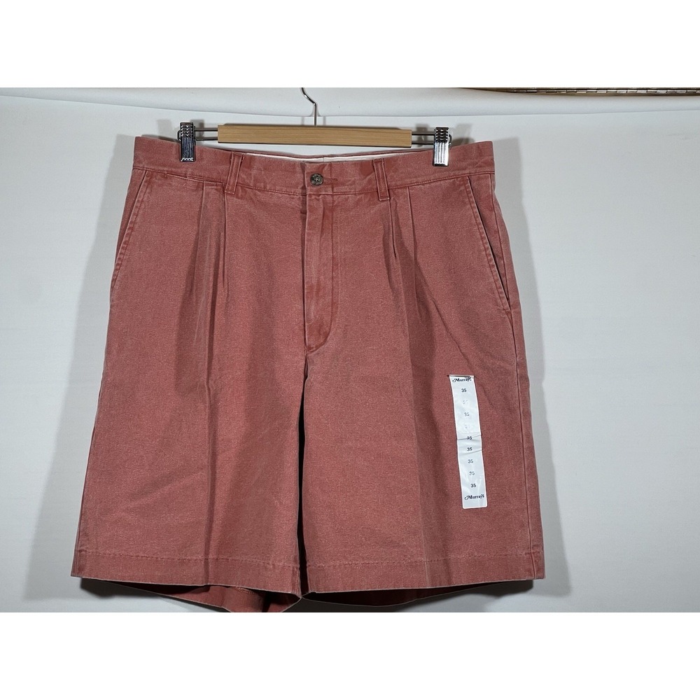 Murrays Togshop Shorts Mens 35 Red Pleated Cotton Casual Golf Preppy